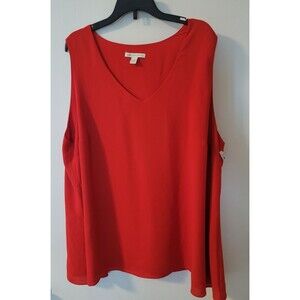 Est 1946 Cato Womens Fiery Red Sleeveless Layered Chiffon Blouse 18/20W NEW
